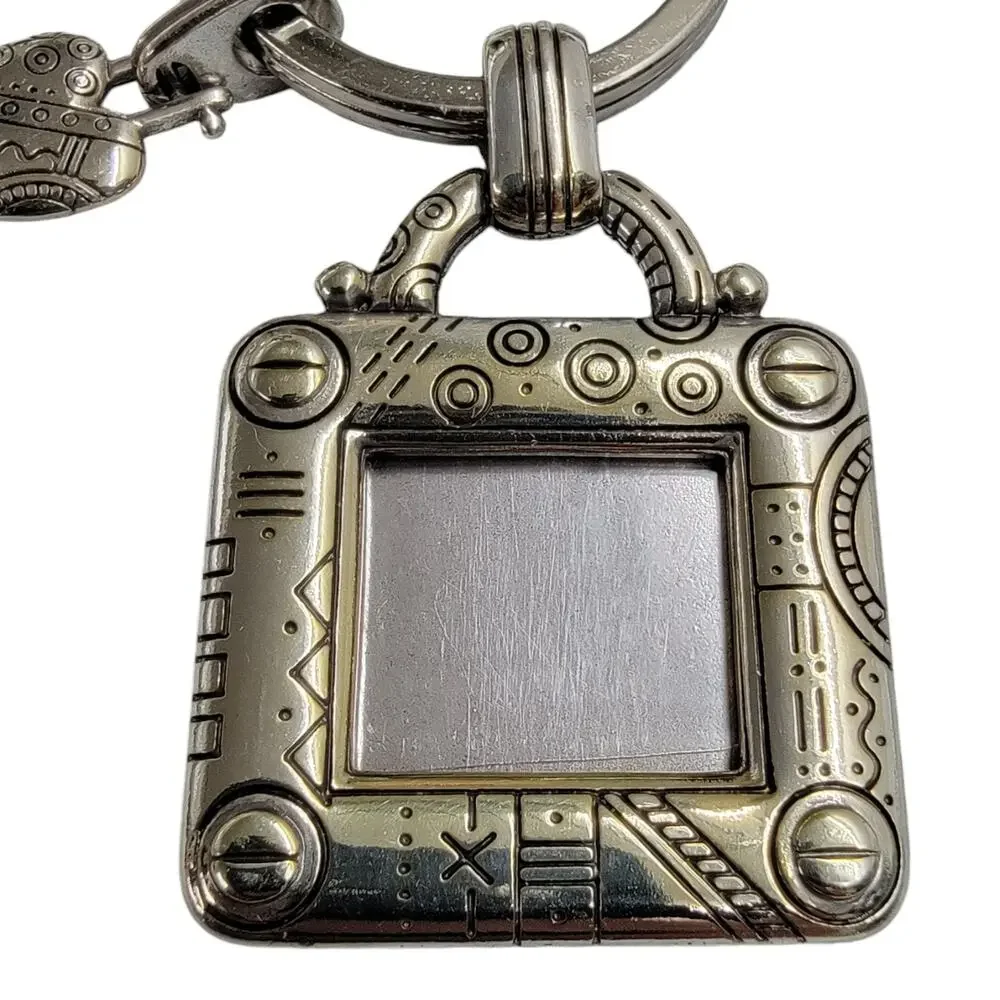 Brighton Silver Tone Square Picture Frame Photo Keychain Key Ring Heart Charm